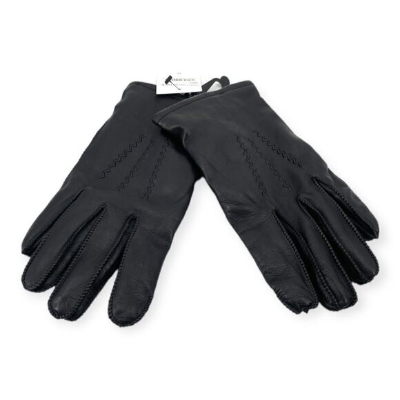 Fownes Leather Cashmere Blend Lined Gloves NWT M